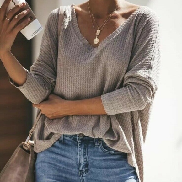 Figleaffashion Tops - Last One! Thermal Knit Tunic Top Sweater